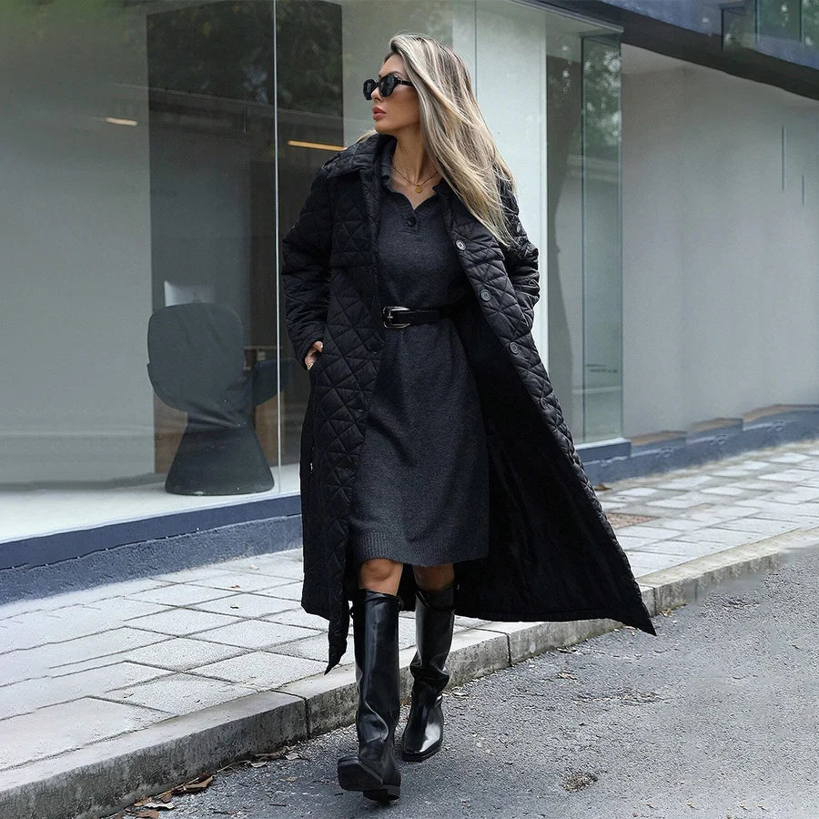 Manteau Long Femme Losanges