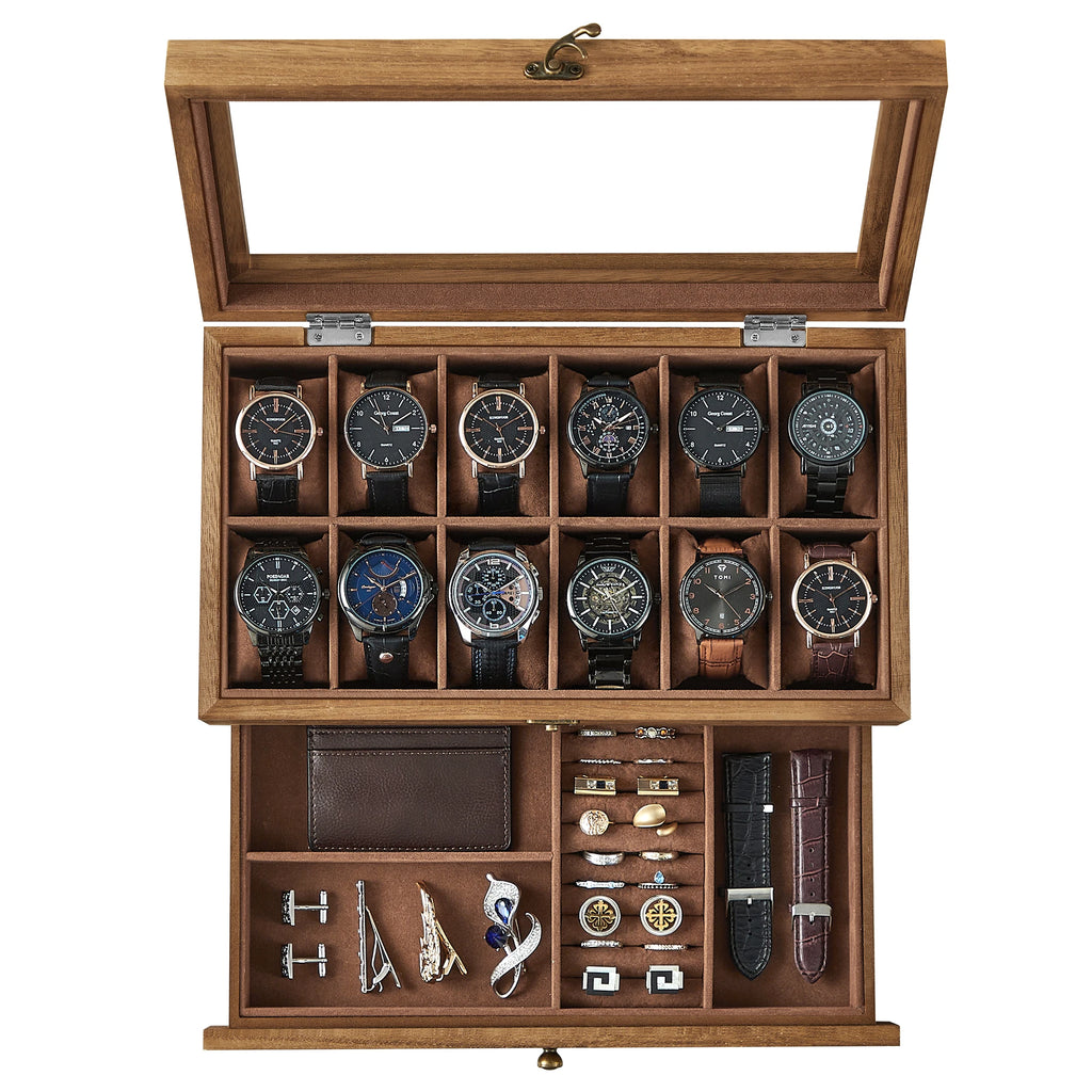 Boîte à Montres. Coffret Bois Verre & Velours