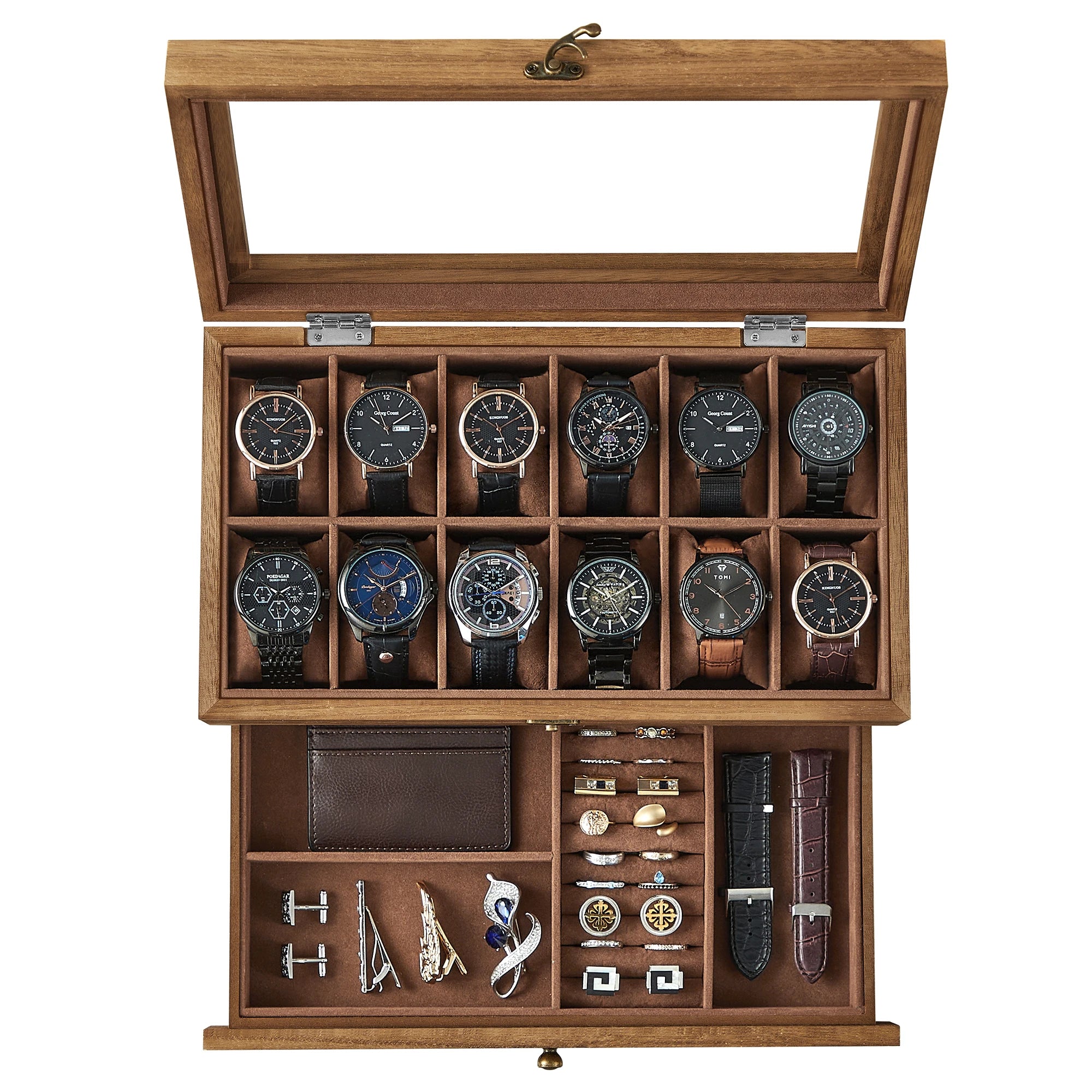 Boîte à Montres. Coffret Bois Verre & Velours