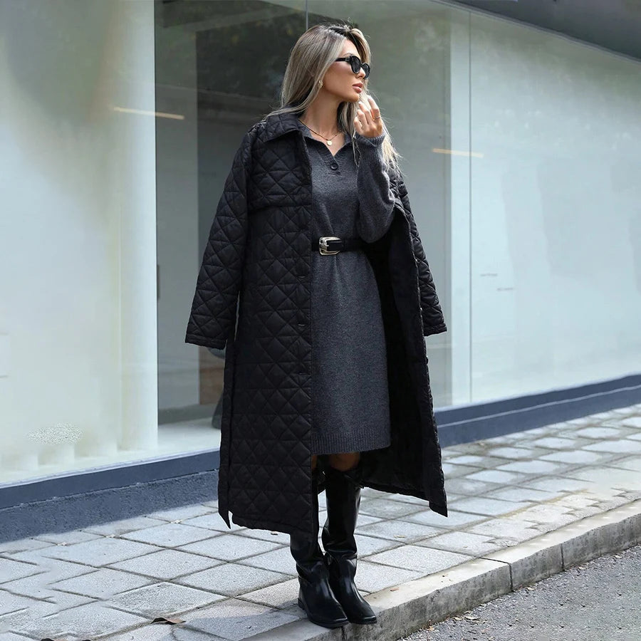 Manteau Long Femme Losanges