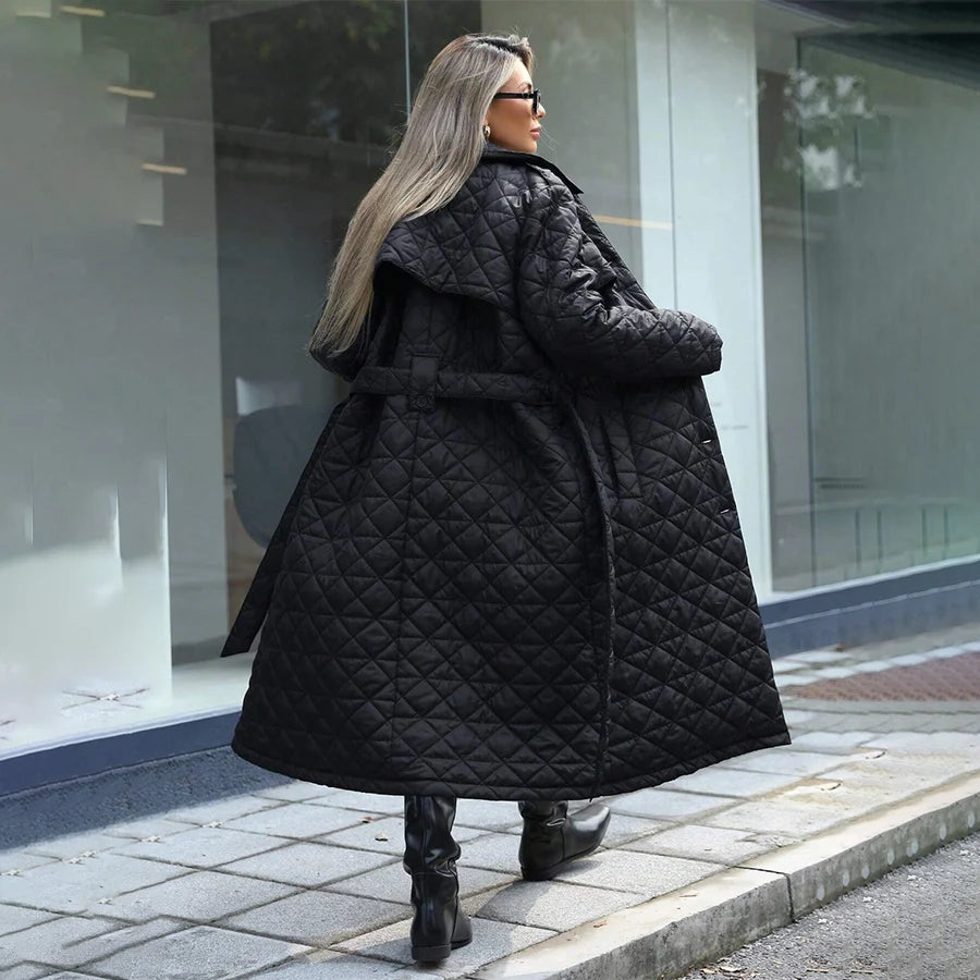 Manteau Long Femme Losanges