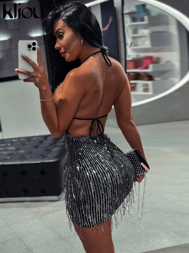 Mini Robe Brillante Coupe Slim, Soirée & Clubwear