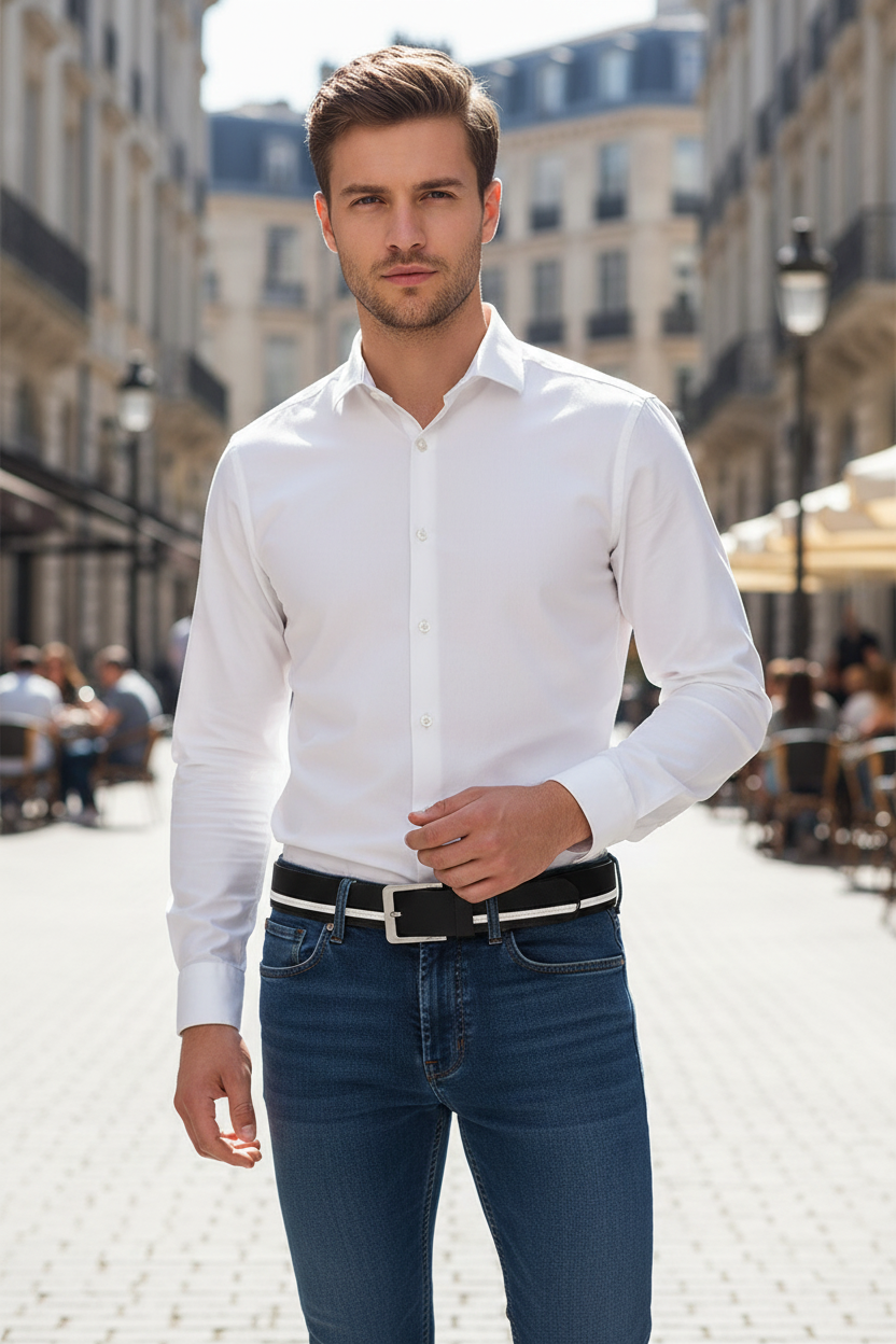 Ceinture Noir Bande Blanche