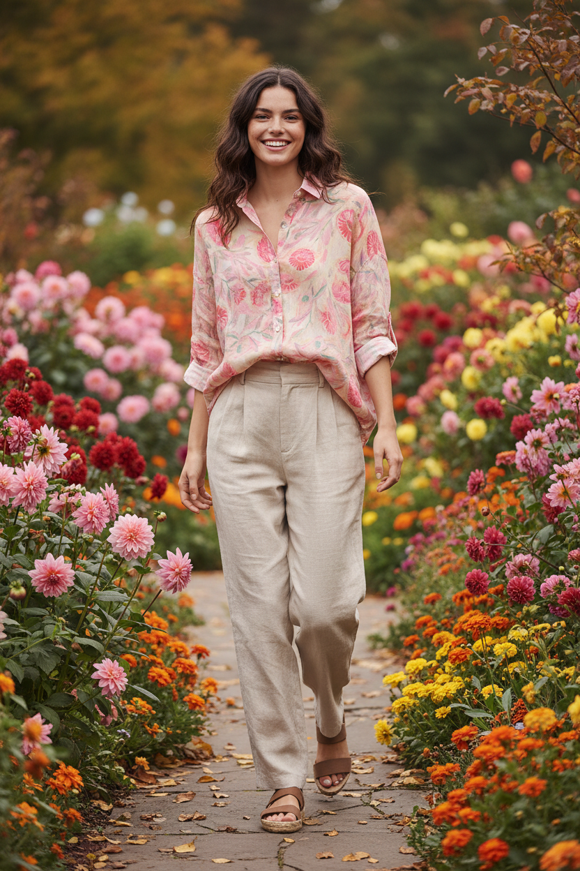Chemise Florale Rose - EU