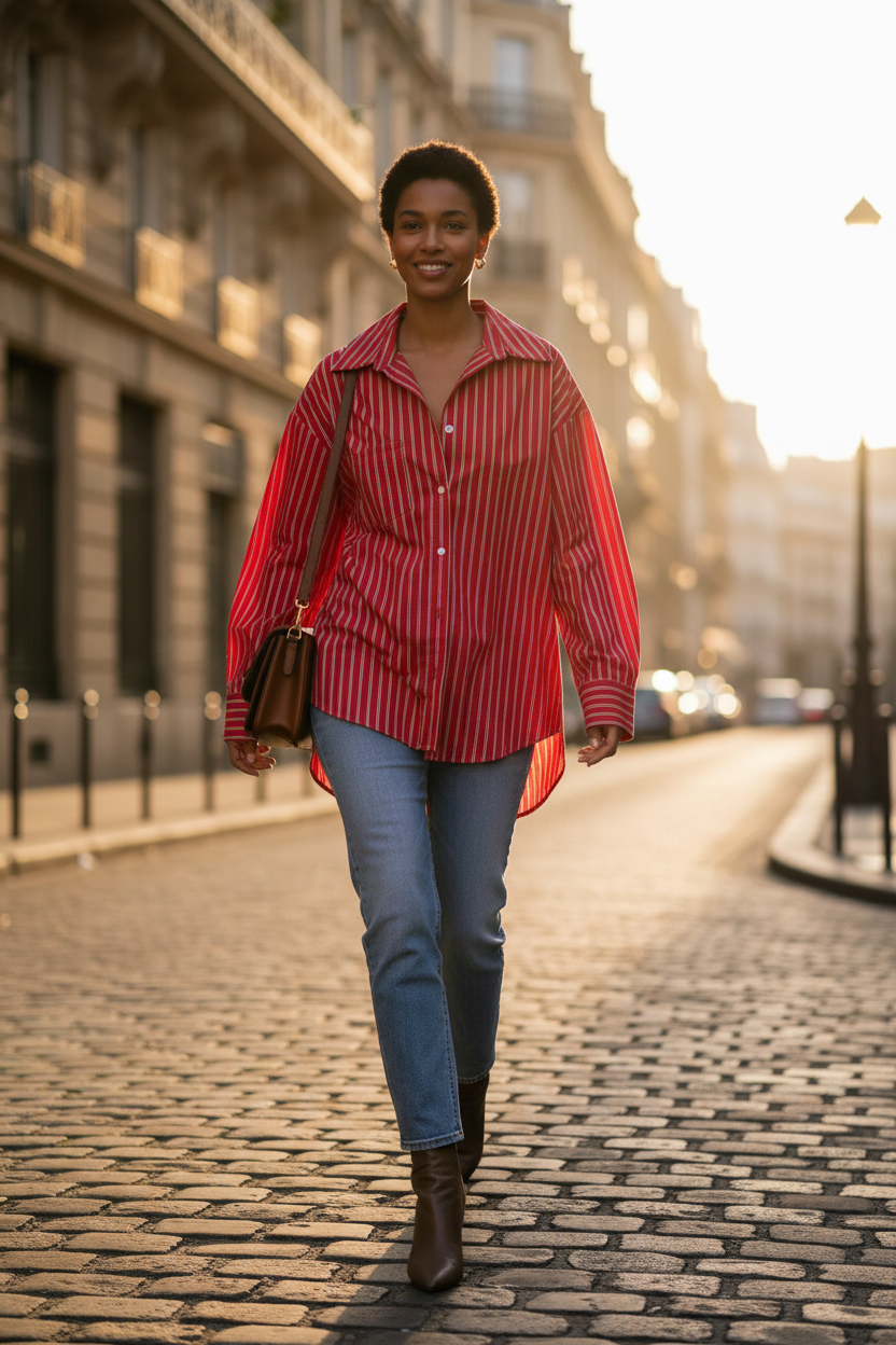 Chemise Rayée Rouge