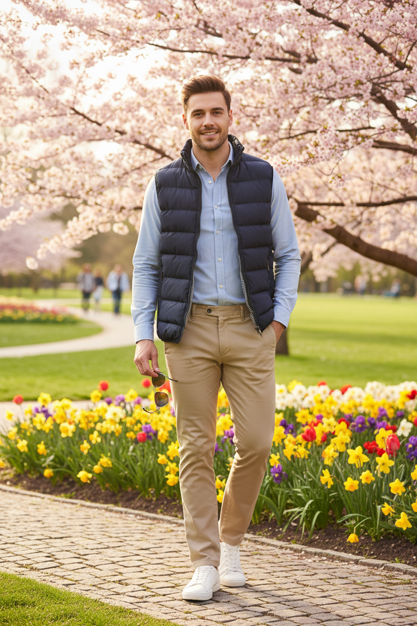 Gilet Bleu Printemps