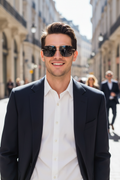 Lunettes de soleil carrées noir – homme