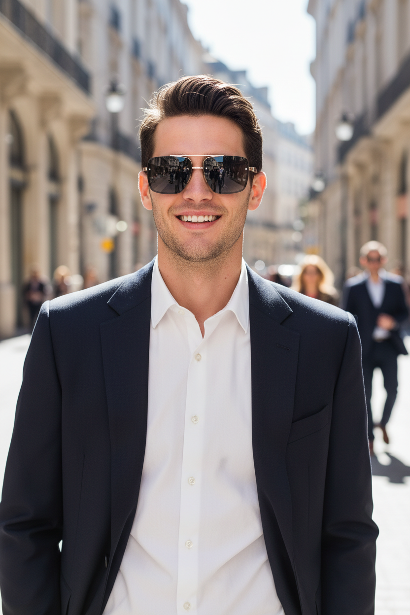 Lunettes de soleil carrées noir – homme