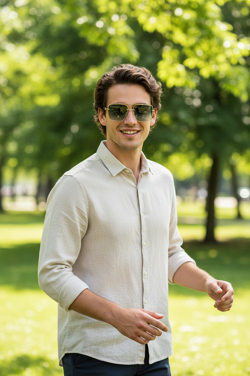 Lunettes de soleil carrées vert – homme
