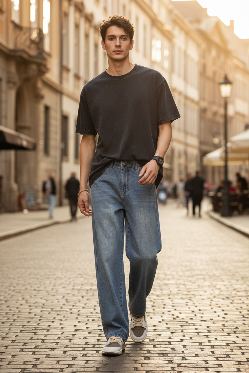 Jean Large Bleu Light – Mannequin européen