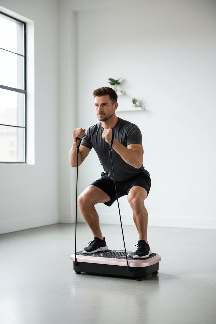 Plaque vibrante – homme squat