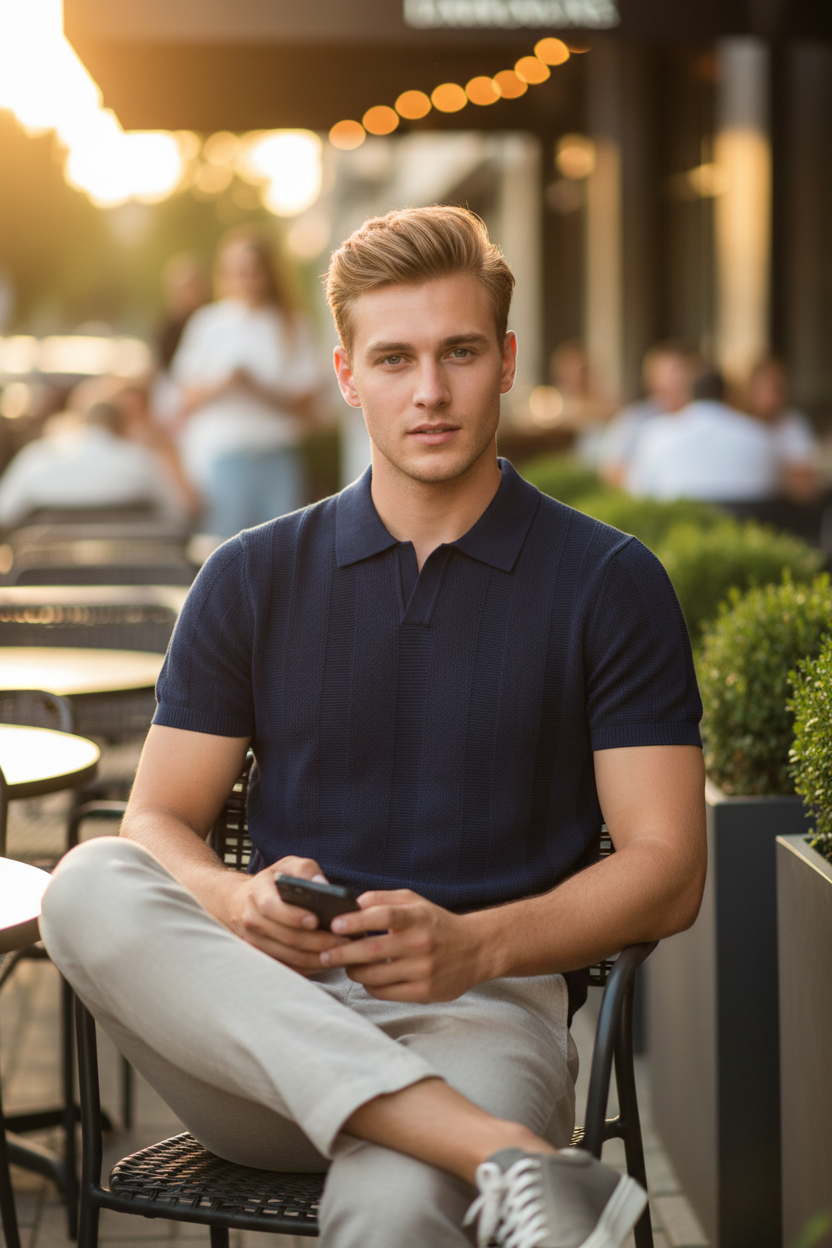Polo Bleu marine – Café