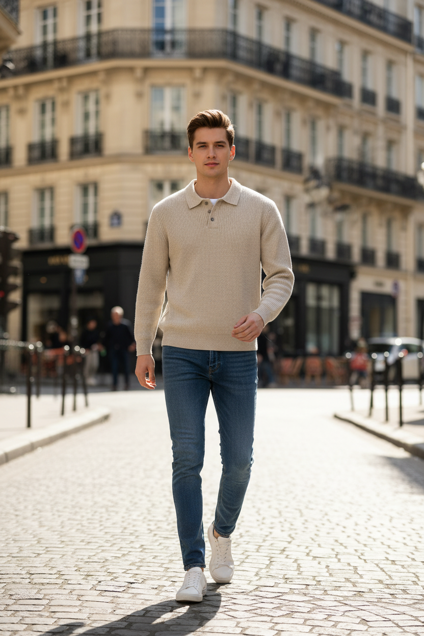 Pull Beige – Mannequin européen