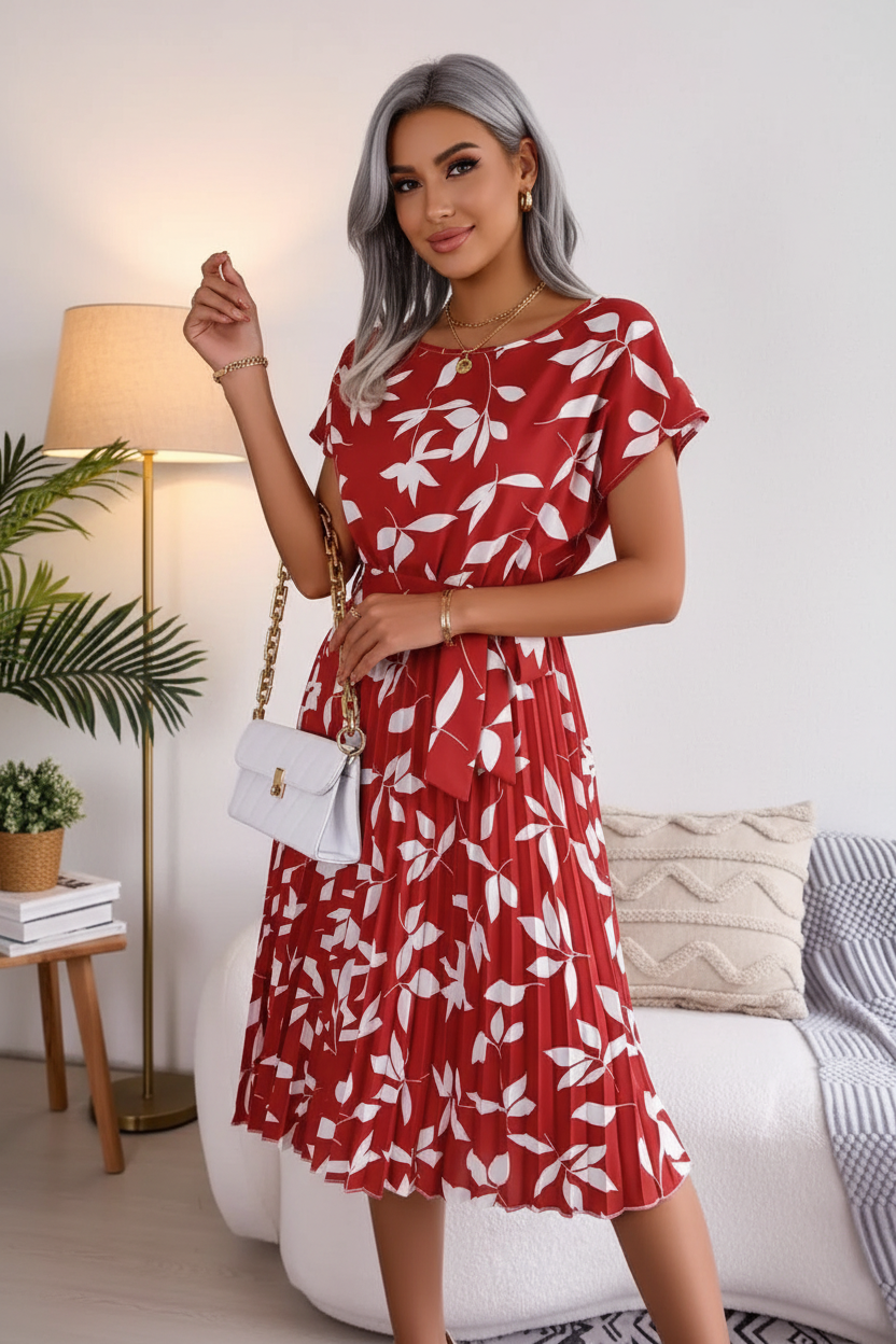Robe Feuille Bordeaux