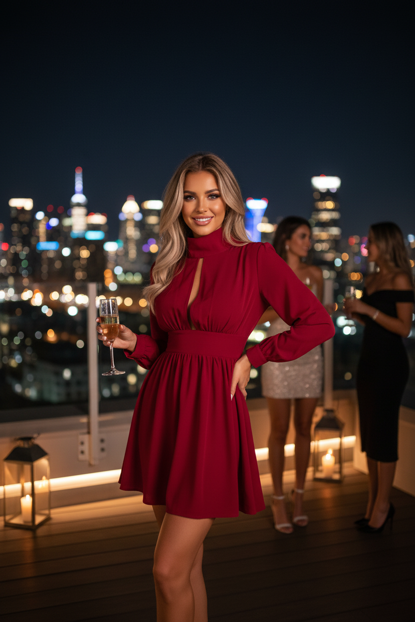Robe LUSMAY – rouge soirée