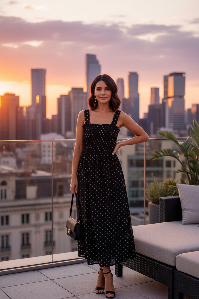 Robe Pois Noir Rooftop