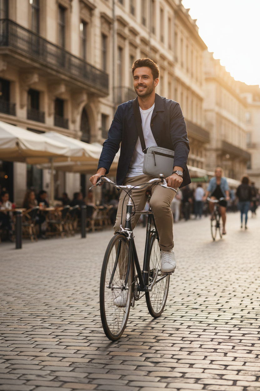 Sacoche Gris – À vélo