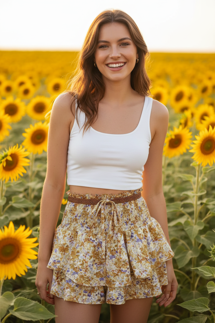 Short Jupe Blanc et jaune
