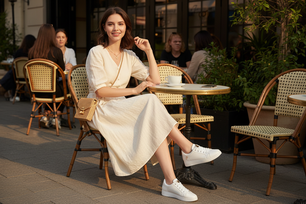 Sneakers brodées – café