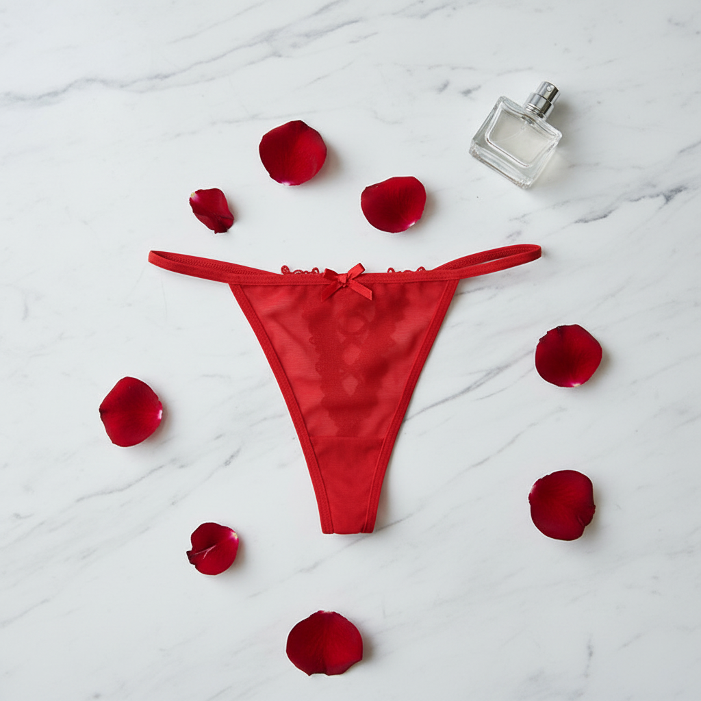 String Dentelle Rouge – Flat lay