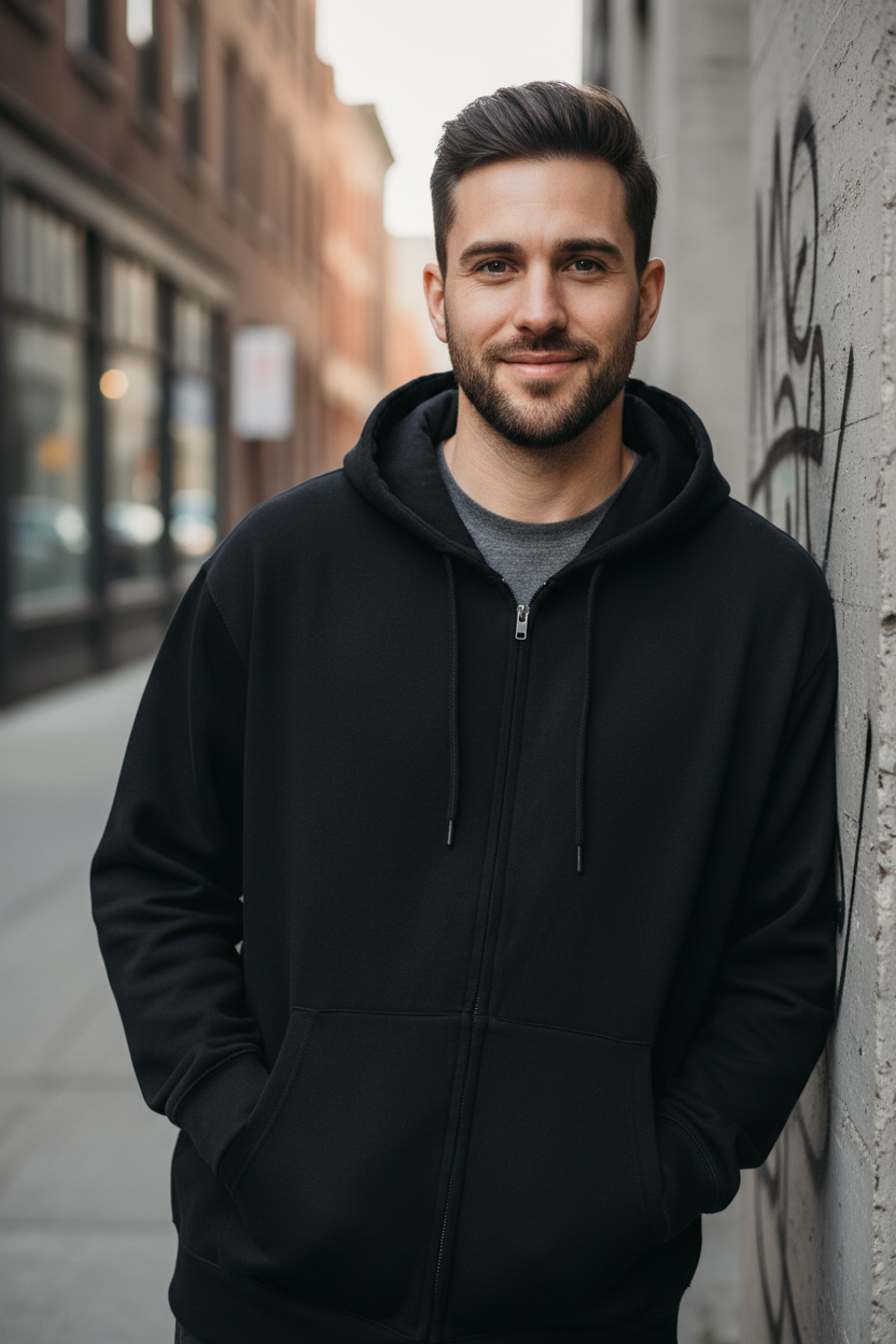 Sweat à capuche zippé – Noir