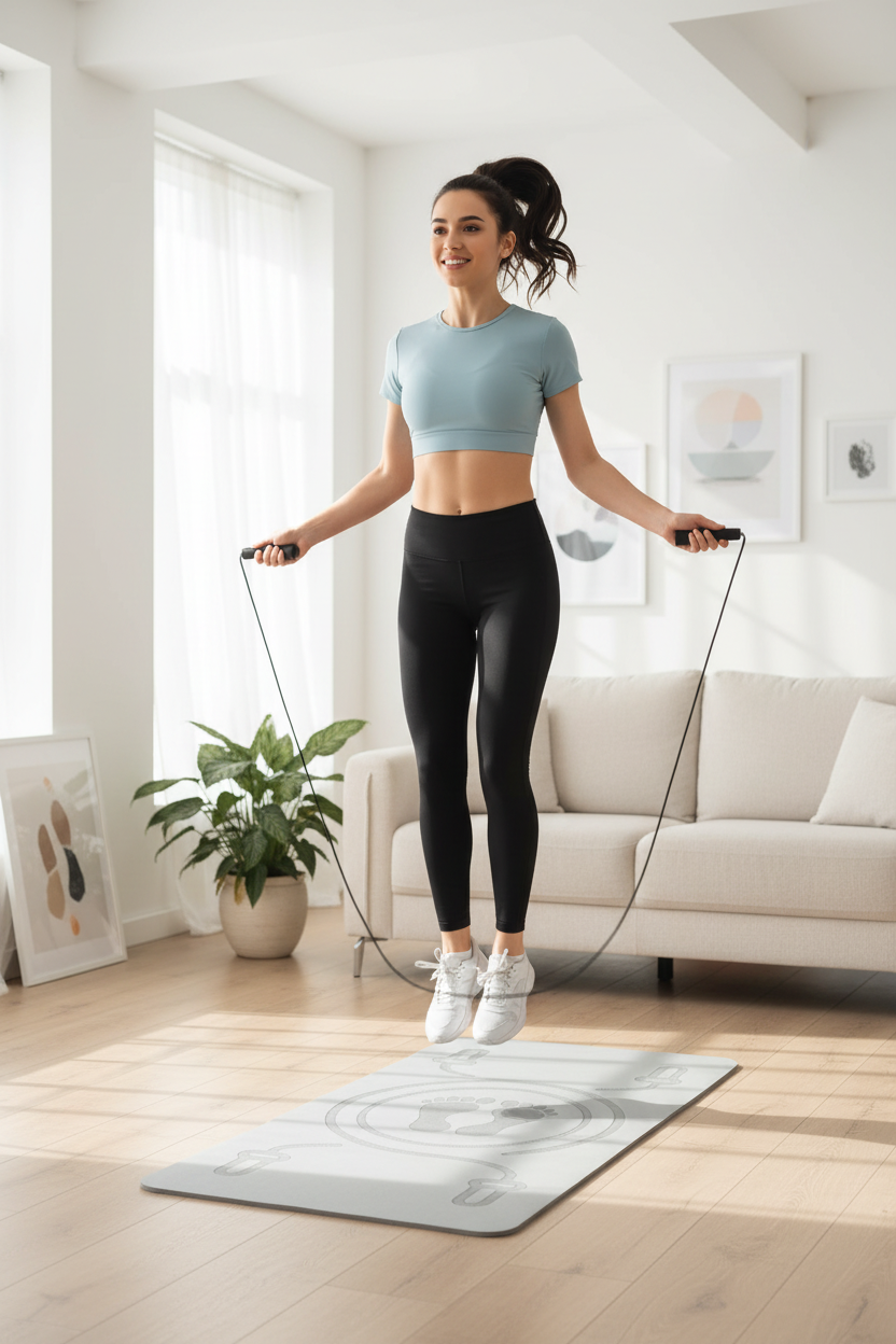 Tapis gris – corde à sauter